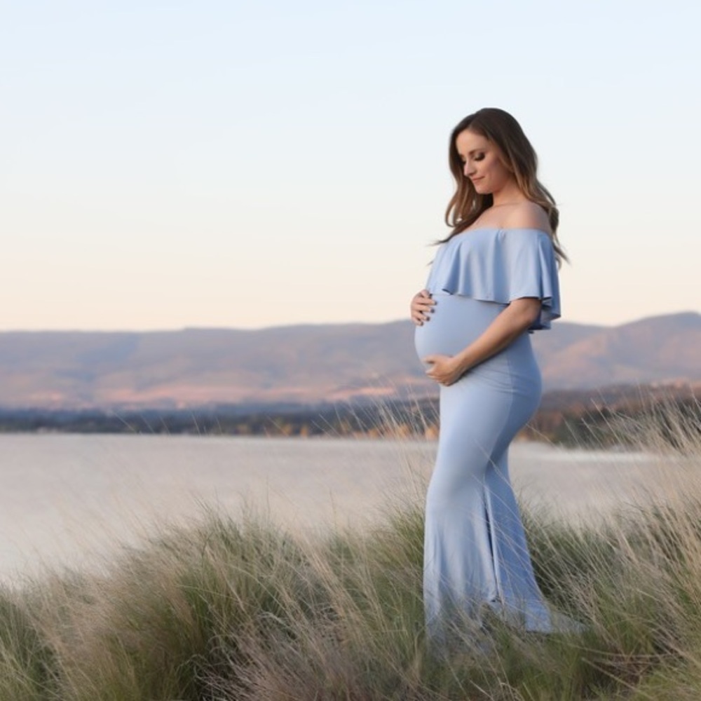 𝅺Pink lush Lavender maternity mermaid maxi dress - Picture 2 of 7
